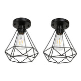 Ceiling Light Cage Guard Cover with Lamp Holder Base Vintage Industrial Style for E27 Bulbs - Rear View