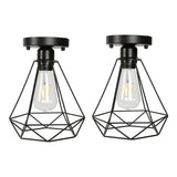 Ceiling Light Cage Guard Cover with Lamp Holder Base Vintage Industrial Style for E27 Bulbs