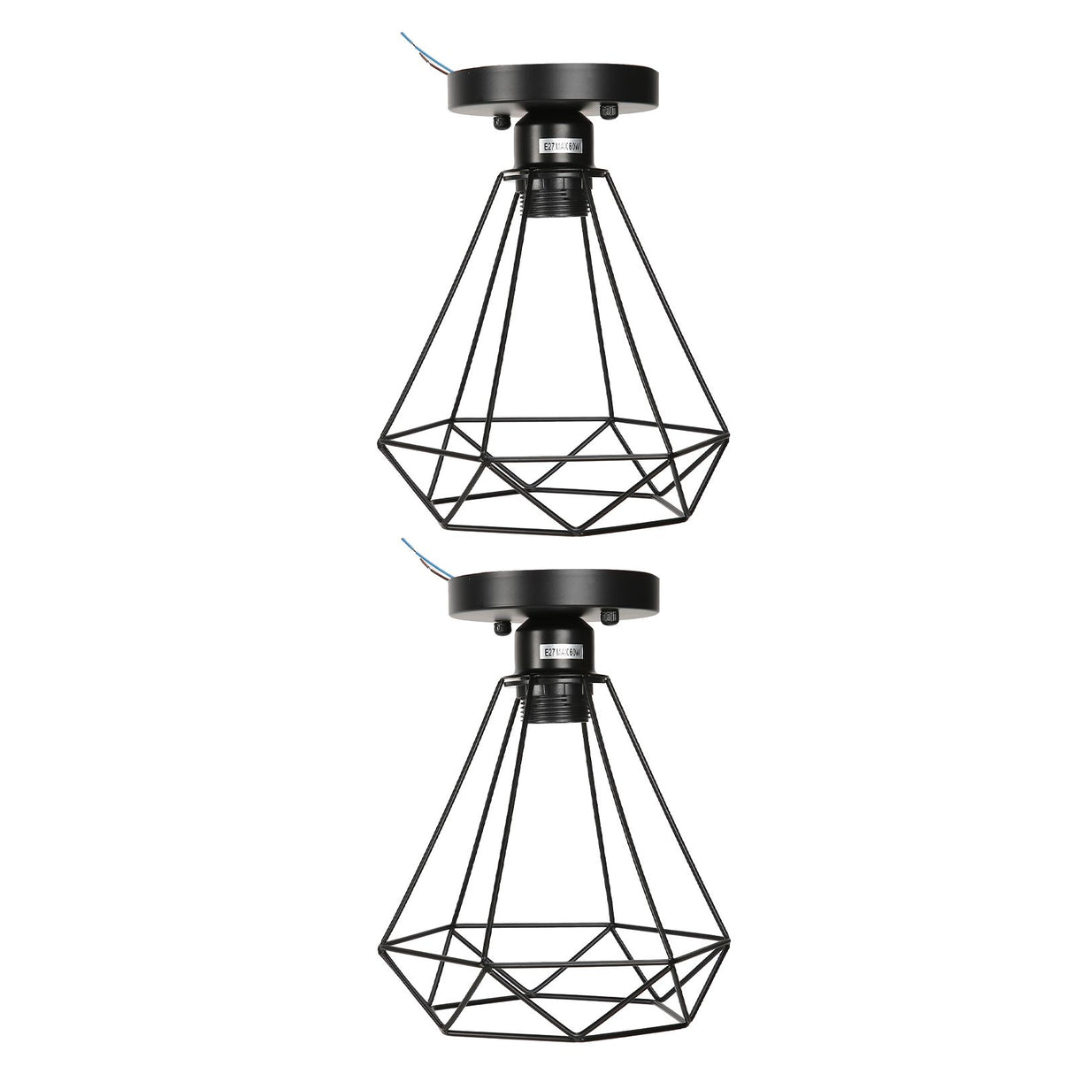 Ceiling Light Cage Guard Cover with Lamp Holder Base Vintage Industrial Style for E27 Bulbs