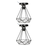 Ceiling Light Cage Guard Cover with Lamp Holder Base Vintage Industrial Style for E27 Bulbs