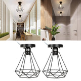 Ceiling Light Cage Guard Cover with Lamp Holder Base Vintage Industrial Style for E27 Bulbs - Extra Image