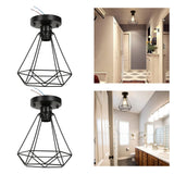 Ceiling Light Cage Guard Cover with Lamp Holder Base Vintage Industrial Style for E27 Bulbs