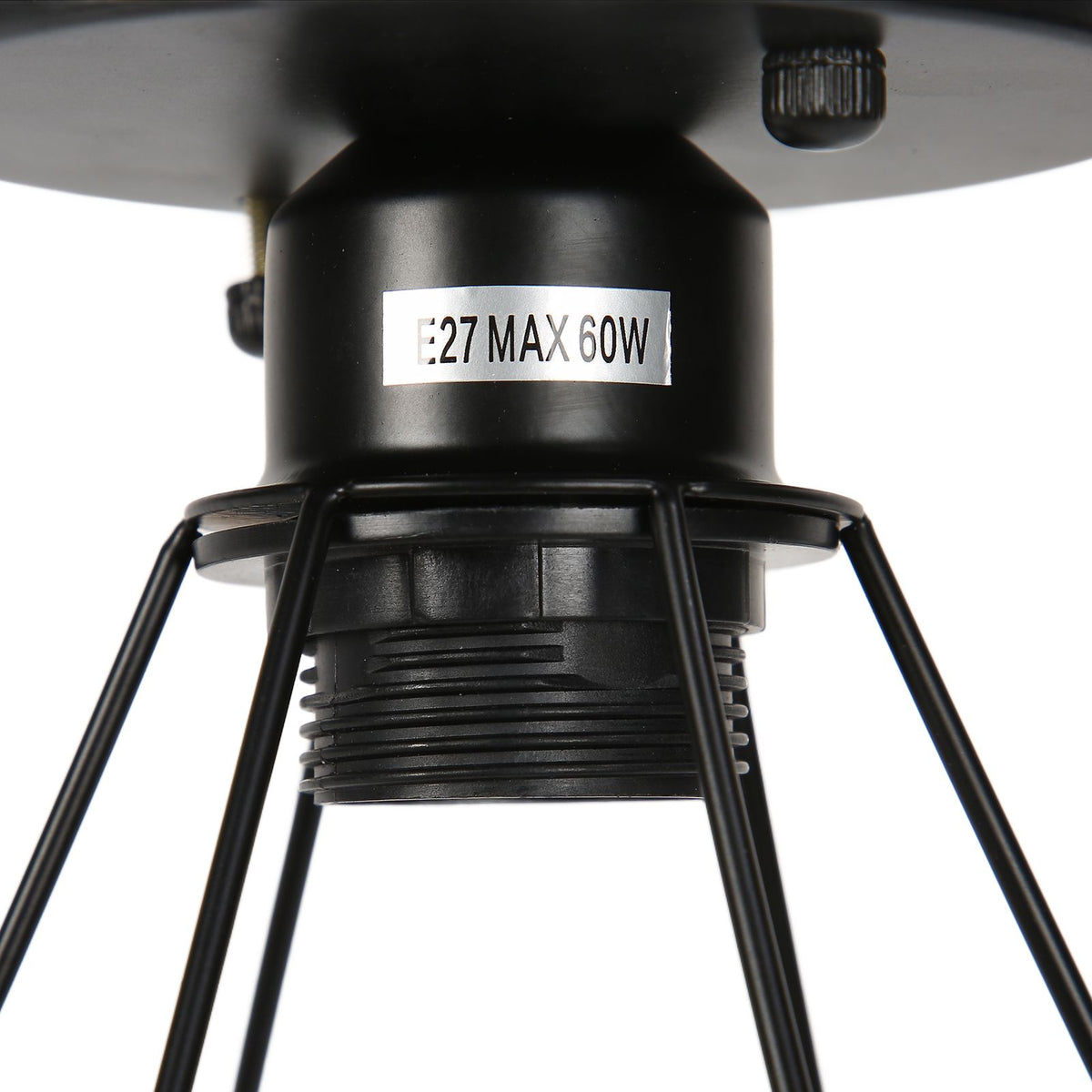 Ceiling Light Cage Guard Cover with Lamp Holder Base Vintage Industrial Style for E27 Bulbs