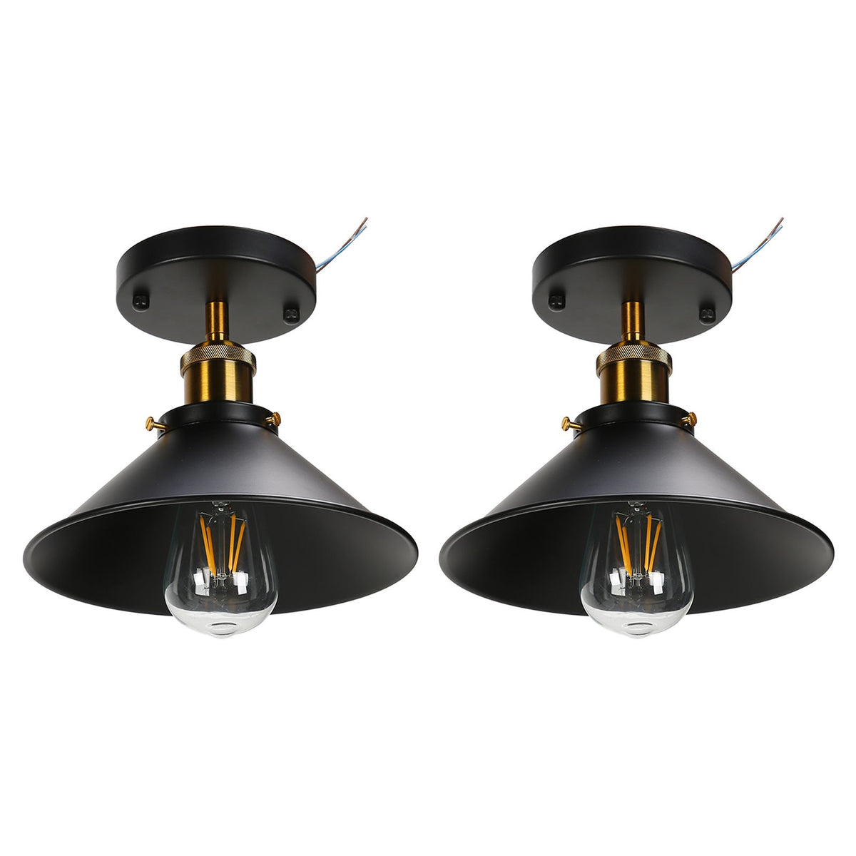 E27 Ceiling Light Industrial Black Wrought Iron Ceiling Lamp for Farm Kitchen Corridor 85‑240V