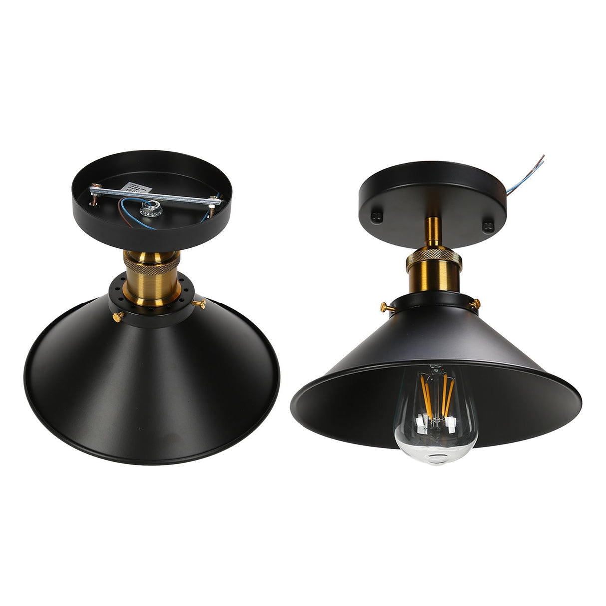 E27 Ceiling Light Industrial Black Wrought Iron Ceiling Lamp for Farm Kitchen Corridor 85‑240V