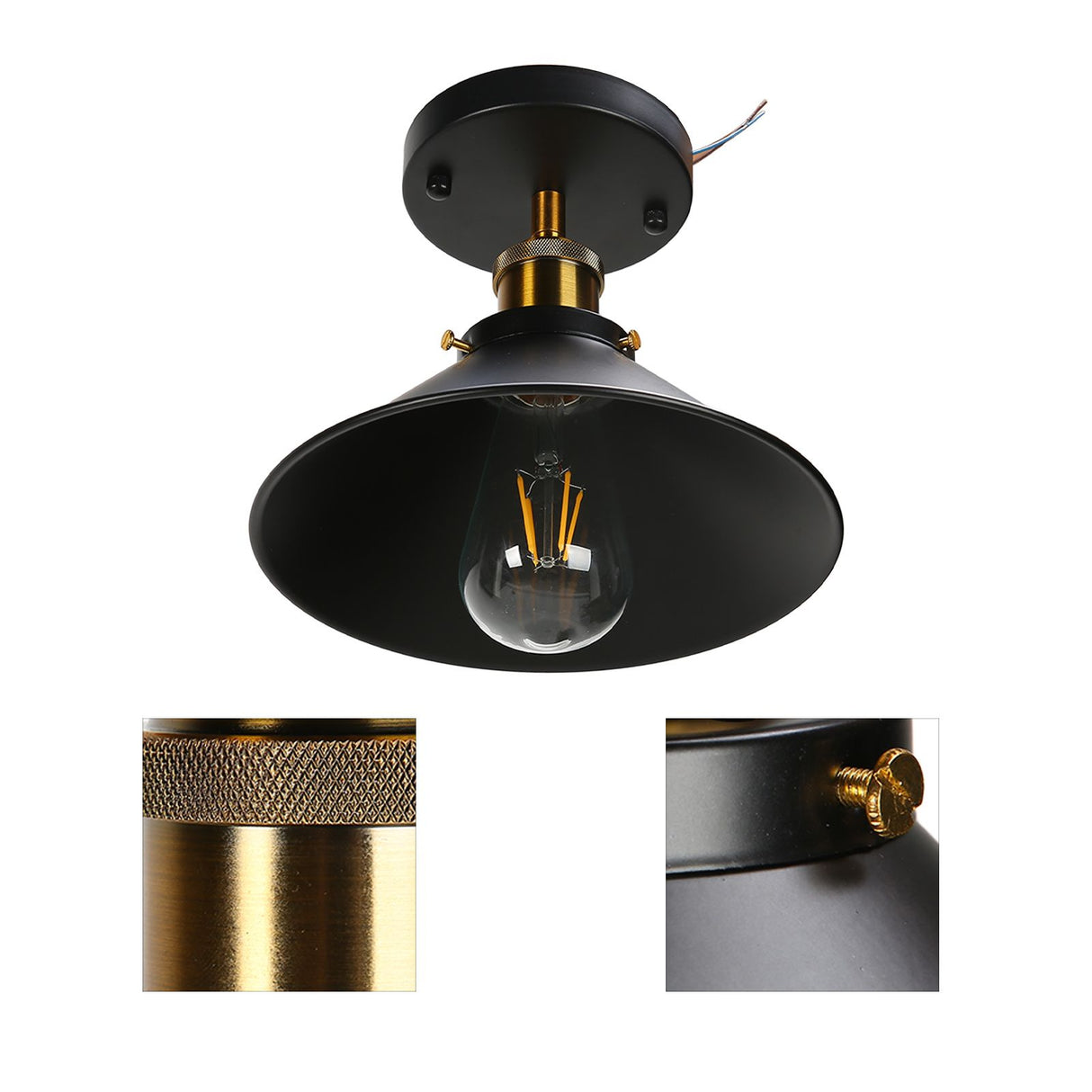 E27 Ceiling Light Industrial Black Wrought Iron Ceiling Lamp for Farm Kitchen Corridor 85‑240V