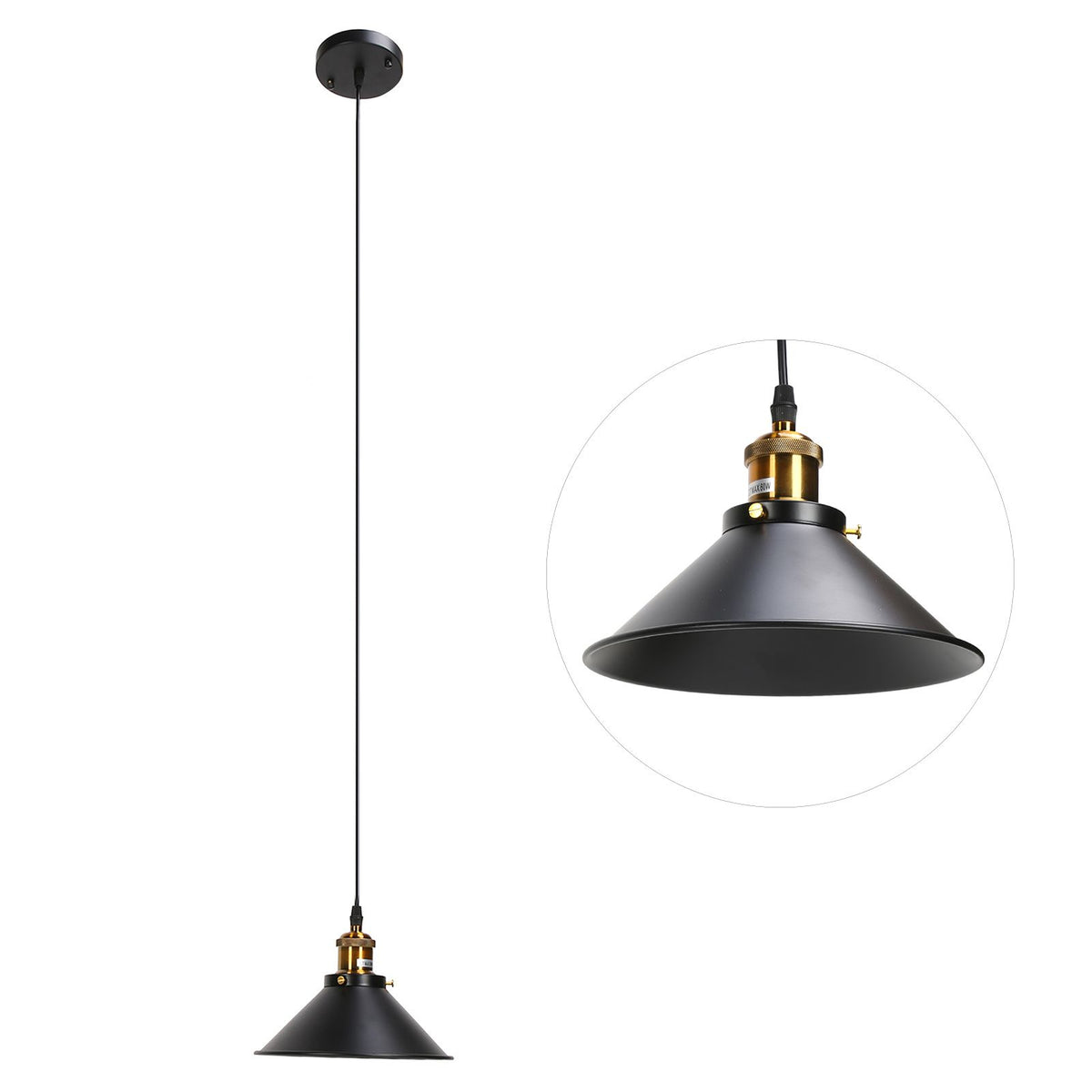 Wrought Iron Ceiling Lamp Simple Retro Industrial Style E27 Black Metal Cage Wrought Iron Hanging Light Fixture 85‑240V