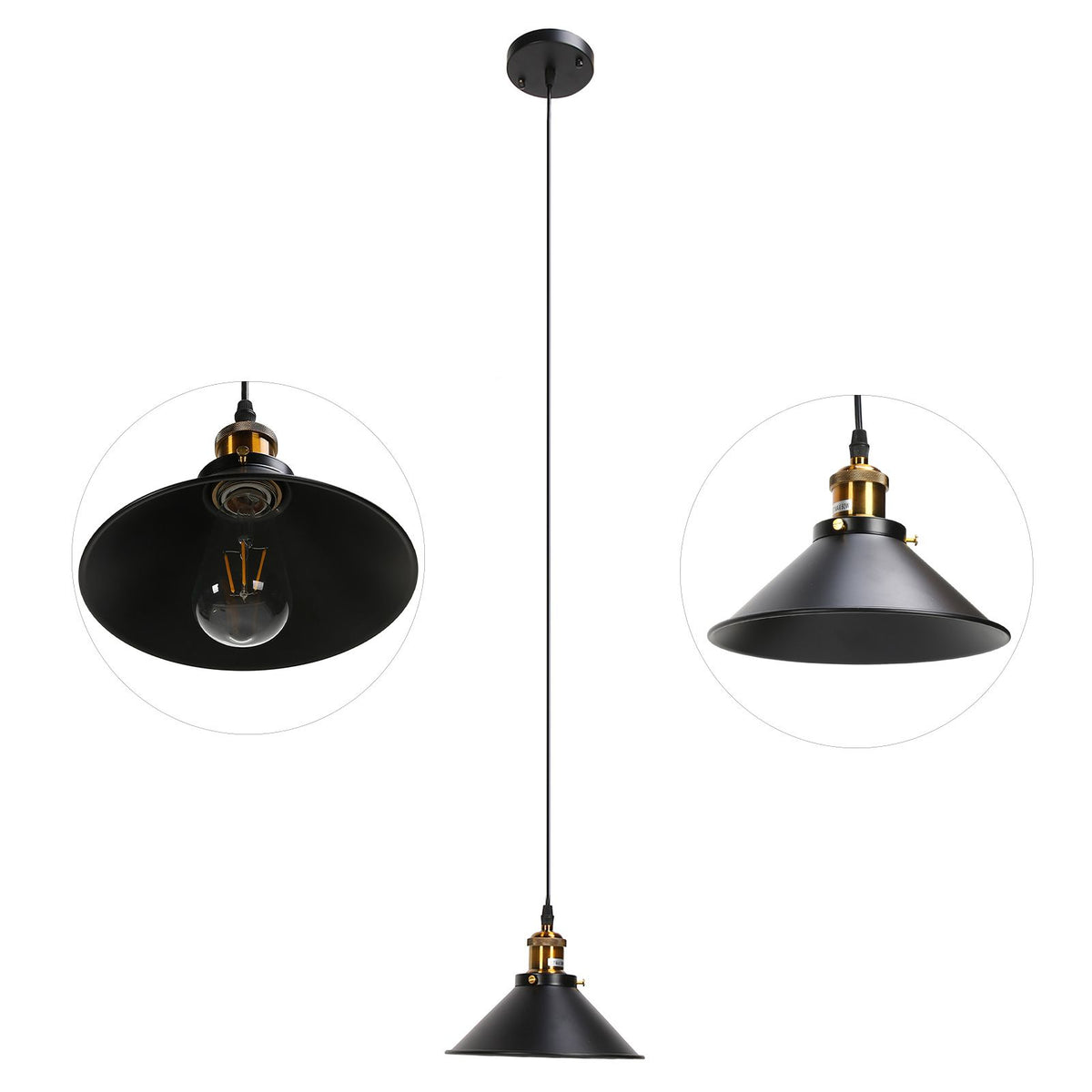Wrought Iron Ceiling Lamp Simple Retro Industrial Style E27 Black Metal Cage Wrought Iron Hanging Light Fixture 85‑240V