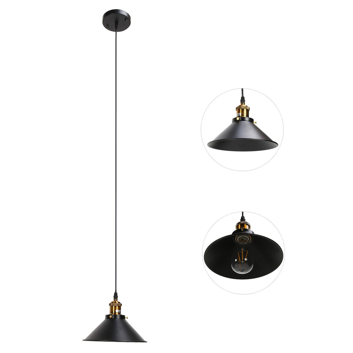 Wrought Iron Ceiling Lamp Simple Retro Industrial Style E27 Black Metal Cage Wrought Iron Hanging Light Fixture 85‑240V