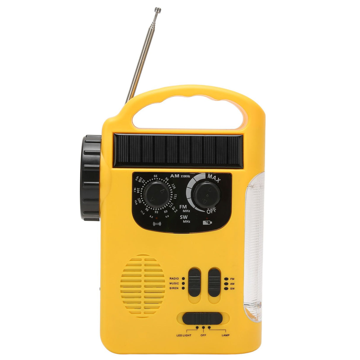 Hand Crank Solar Radio AM FM SW Emergency Radio with LED Flashlight Reading Light MP3 Player for Outdoor CampingYellow