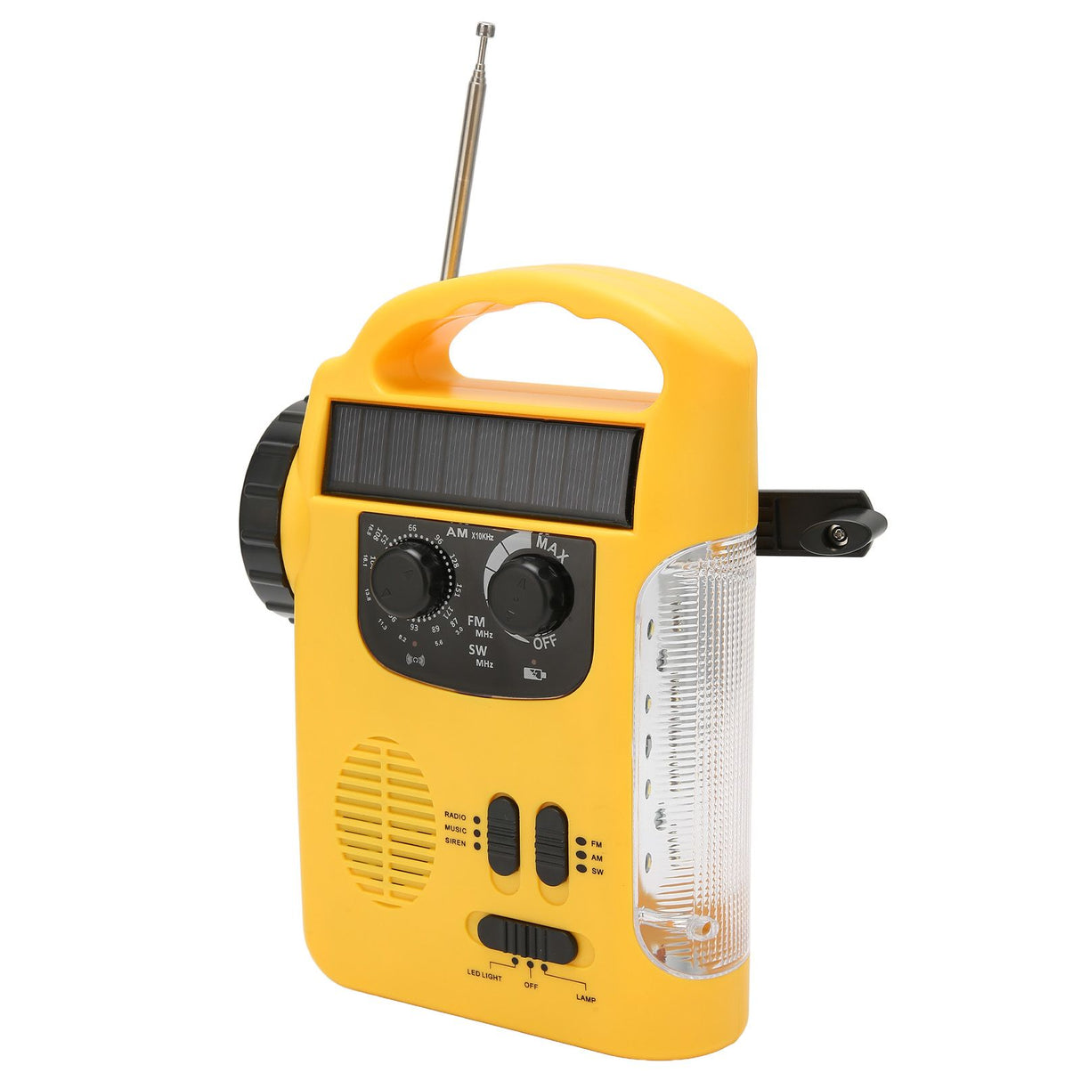 Hand Crank Solar Radio AM FM SW Emergency Radio with LED Flashlight Reading Light MP3 Player for Outdoor CampingYellow
