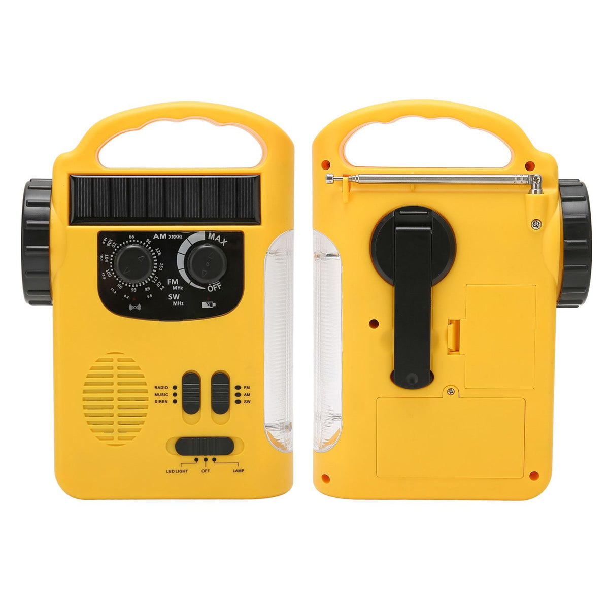 Hand Crank Solar Radio AM FM SW Emergency Radio with LED Flashlight Reading Light MP3 Player for Outdoor CampingYellow