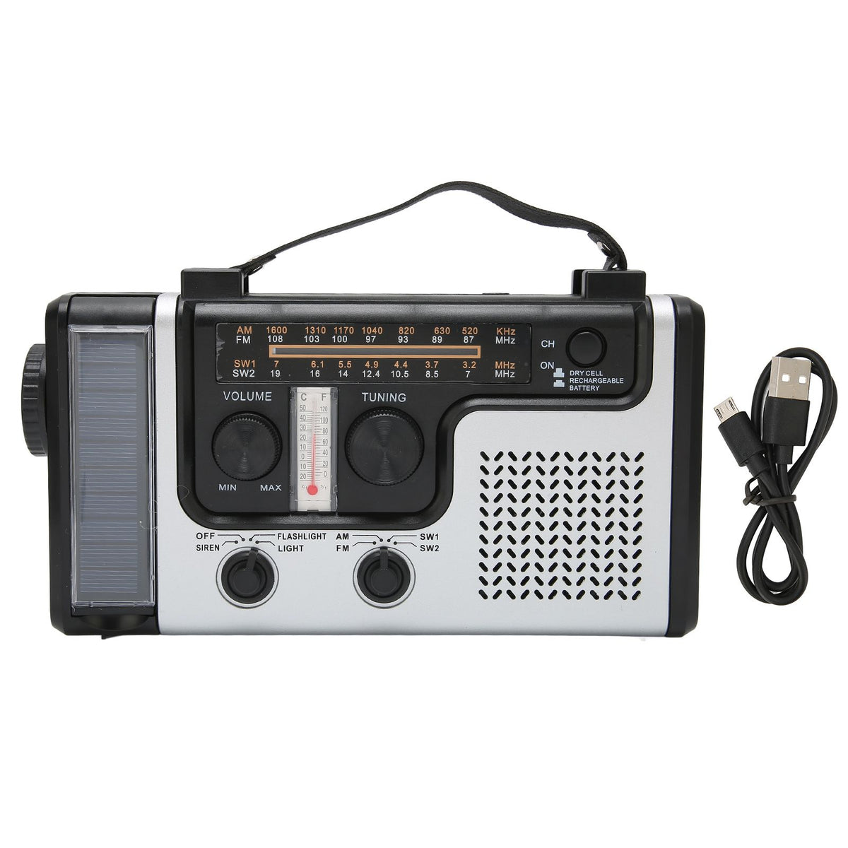 LED Hand Crank Radio AM FM SW Solar Dynamo Outdoor Emergency Radio with Portable Flashlight