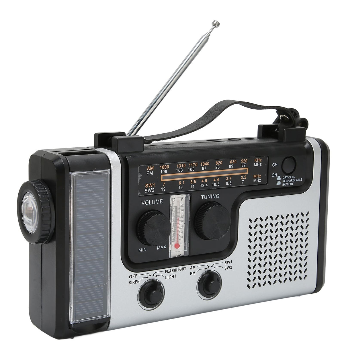 LED Hand Crank Radio AM FM SW Solar Dynamo Outdoor Emergency Radio with Portable Flashlight