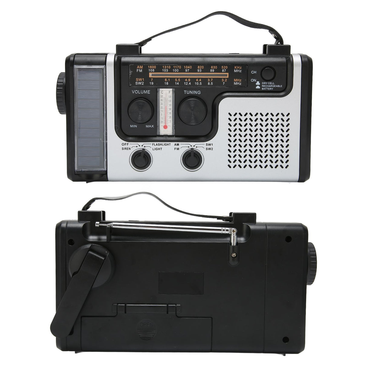 LED Hand Crank Radio AM FM SW Solar Dynamo Outdoor Emergency Radio with Portable Flashlight