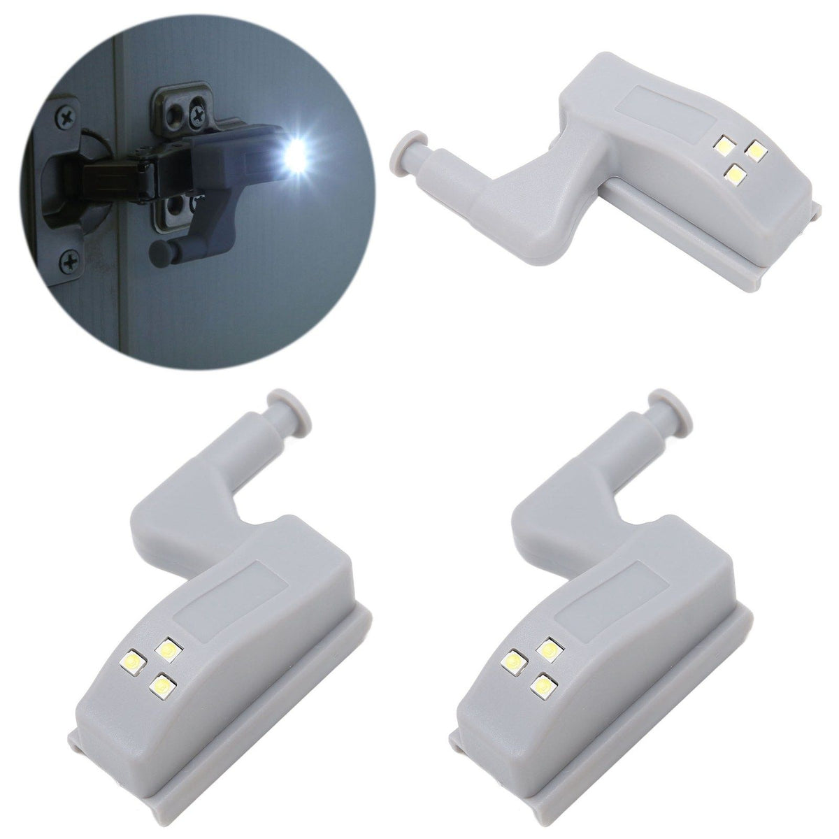 10 Sets Hinge LED Light High Brightness ABS Cabinet Hinge Light with 3 LED Lamp Beads Hinge Lights for Wardrobe CabinetWhite Light