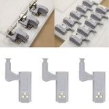 10 Sets Hinge LED Light High Brightness ABS Cabinet Hinge Light with 3 LED Lamp Beads Hinge Lights for Wardrobe CabinetWhite Light