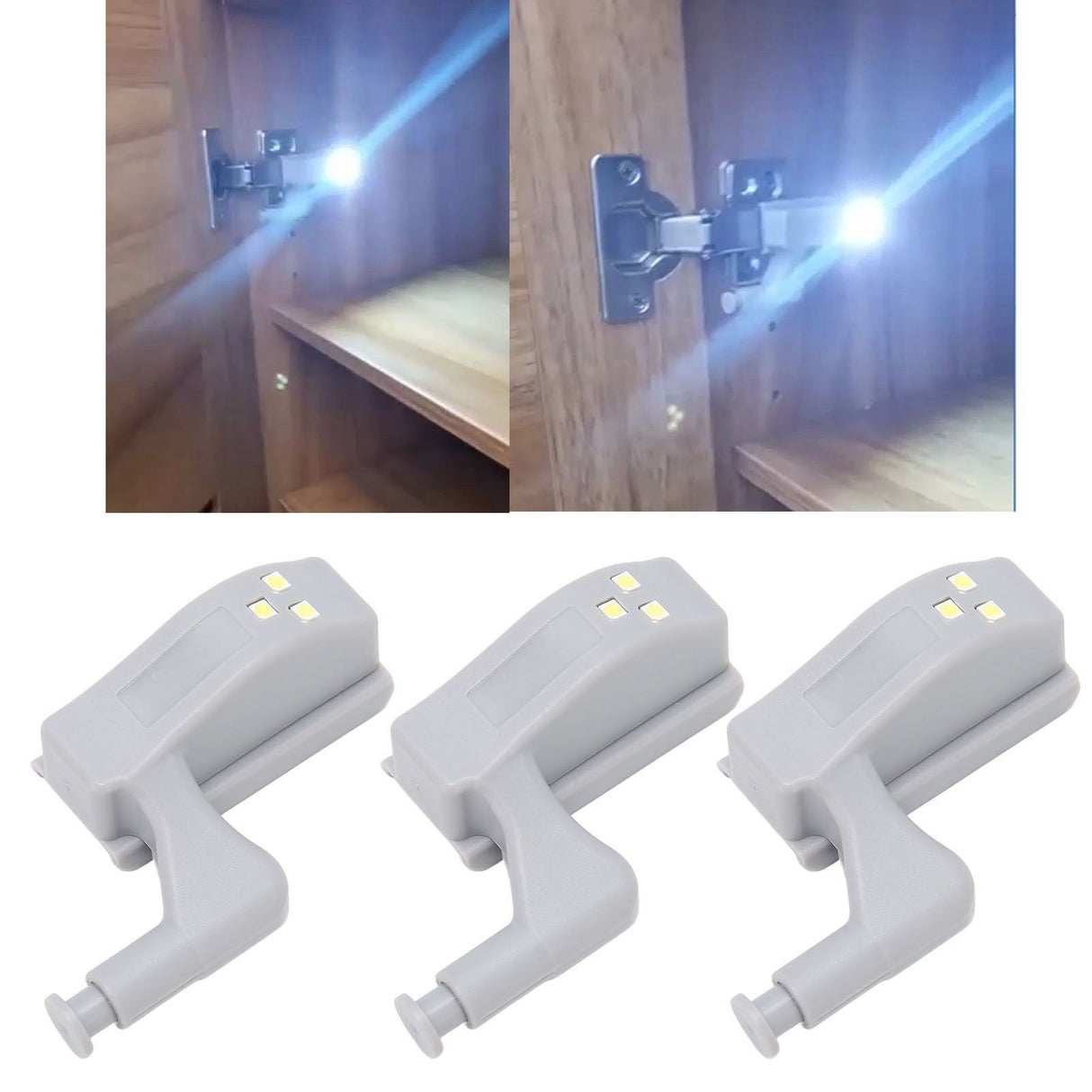 10 Sets Hinge LED Light High Brightness ABS Cabinet Hinge Light with 3 LED Lamp Beads Hinge Lights for Wardrobe CabinetWhite Light