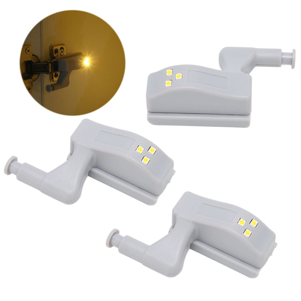 10 Sets Hinge LED Light High Brightness ABS Cabinet Hinge Light with 3 LED Lamp Beads Hinge Lights for Wardrobe CabinetWarm Light