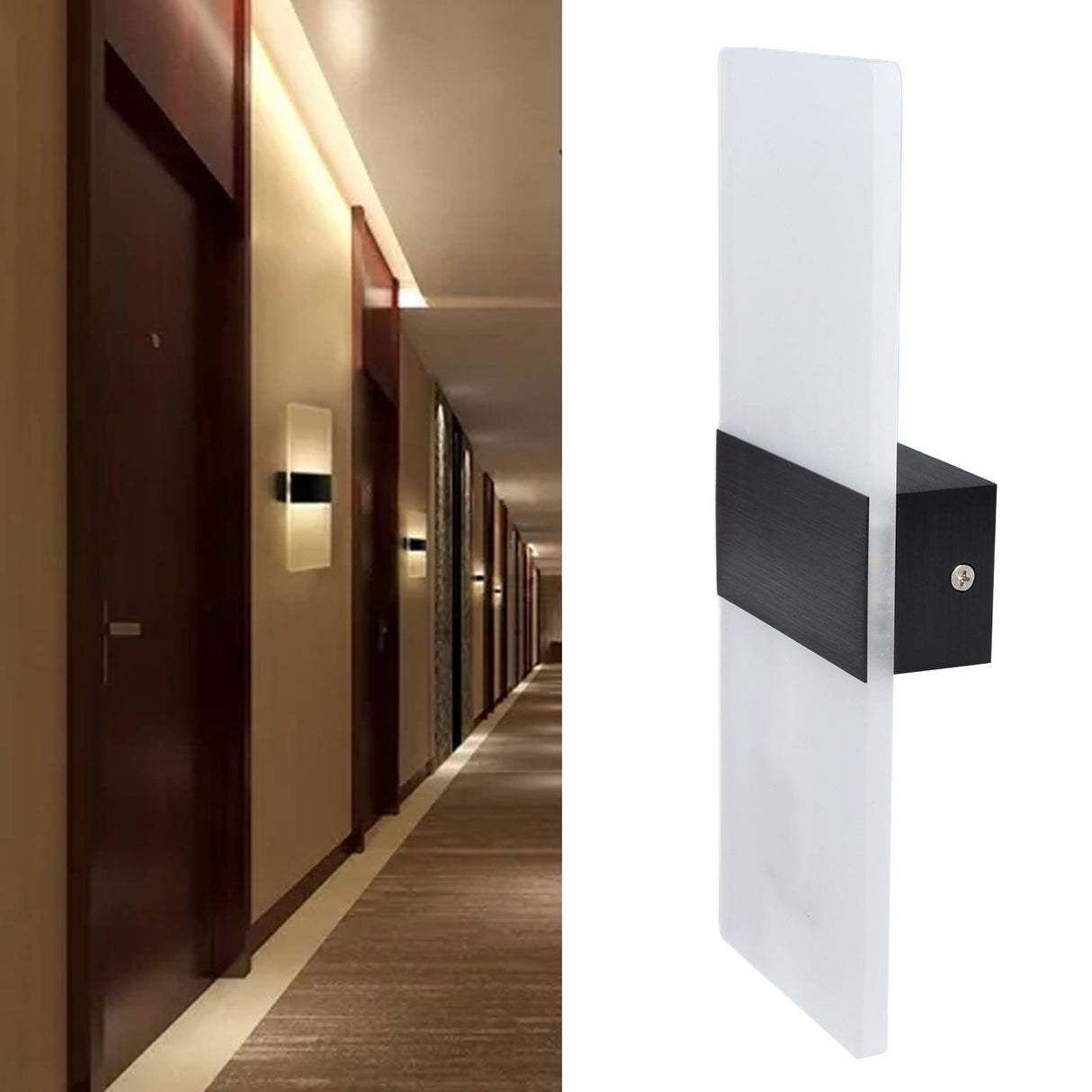 LED Wall Lamp 6W Acrylic Wall Light 360° Luminous High Brightness Preservative Up Down Lights for Bedroom Canteen 90‑265VBlack