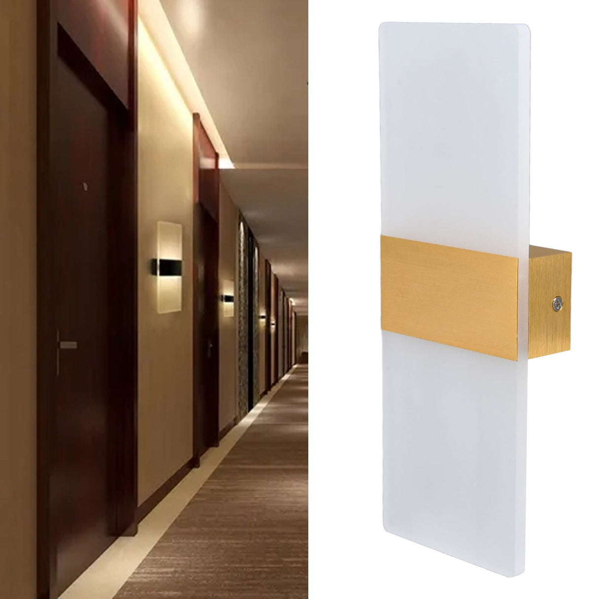 LED Wall Lamp 6W Acrylic Wall Light 360° Luminous High Brightness Preservative Up Down Lights for Bedroom Canteen 90‑265VGold
