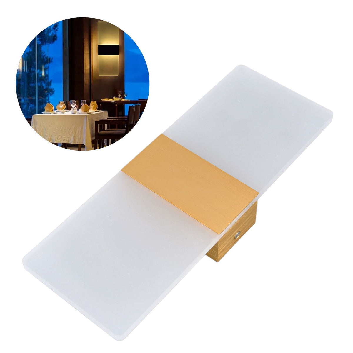 LED Wall Lamp 6W Acrylic Wall Light 360° Luminous High Brightness Preservative Up Down Lights for Bedroom Canteen 90‑265VGold