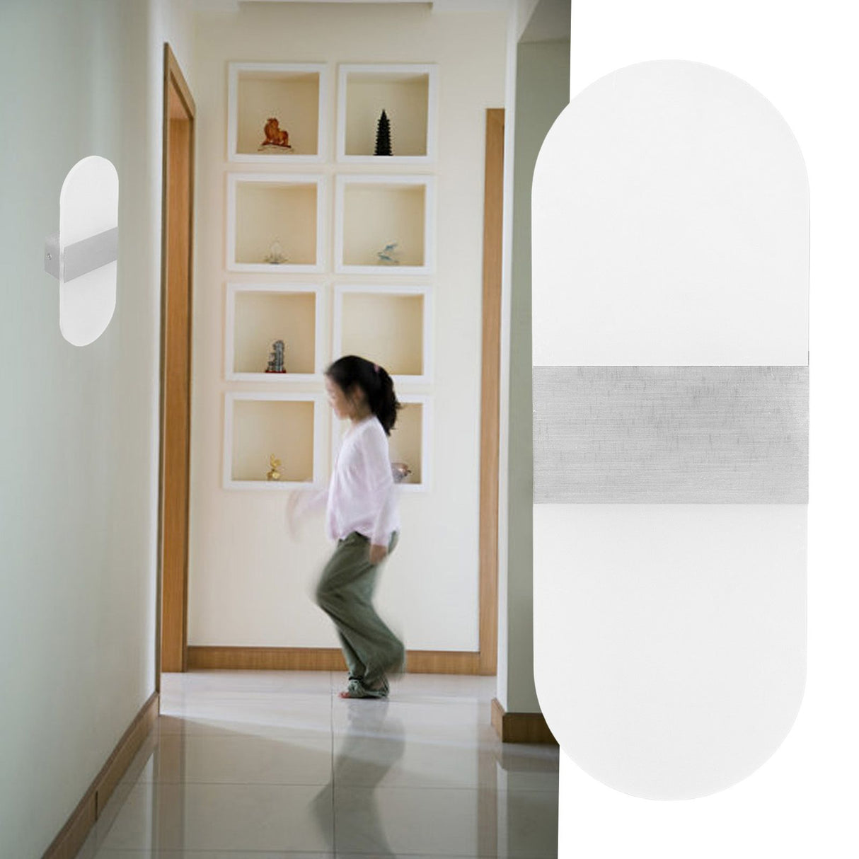 LED Wall Light Acrylic 360° Up Down 6W Warm Modern Wall Lamp for Hallway Bedroom Restaurant 90‑265V White
