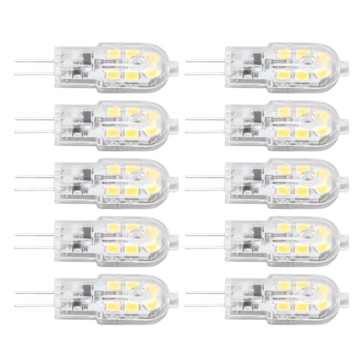 10Pcs G4 LED Bulb Brightness Dimming High Color Rendering Transparent Shell Light Bulbs for Landscape Lights DC 12V White Light