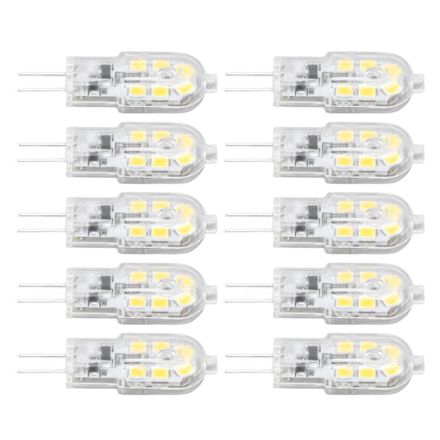 10Pcs G4 LED Bulb Brightness Dimming High Color Rendering Transparent Shell Light Bulbs for Landscape Lights DC 12V White Light
