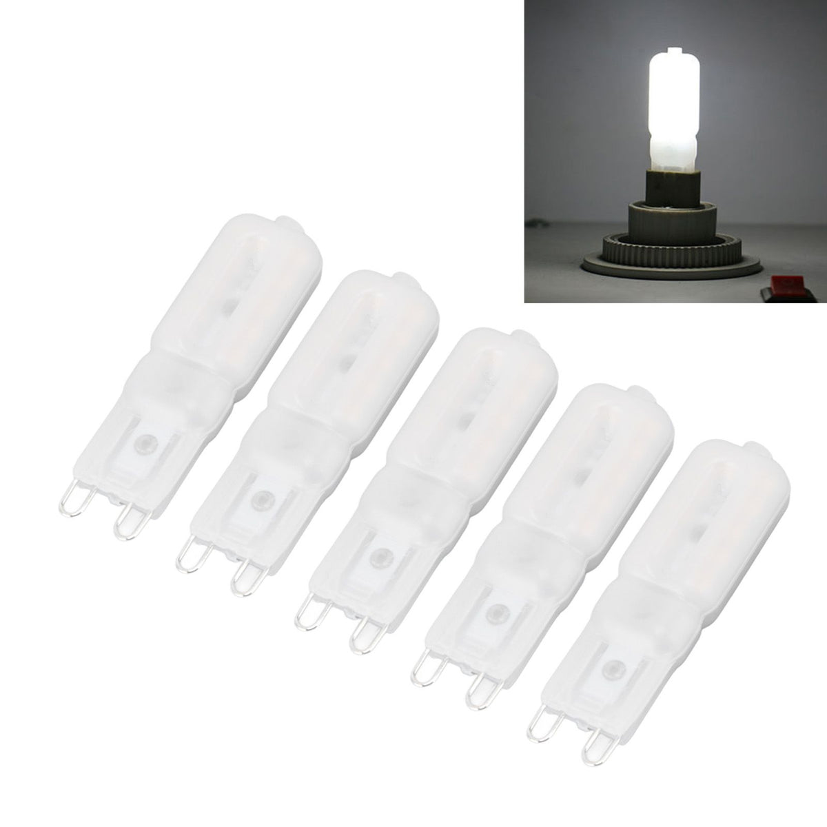 5Pcs G9 LED Bulb Brightness Dimmable High Color Rendering White Shell 22 LEDs Light Bulb for Landscape Lights AC 220V White Light