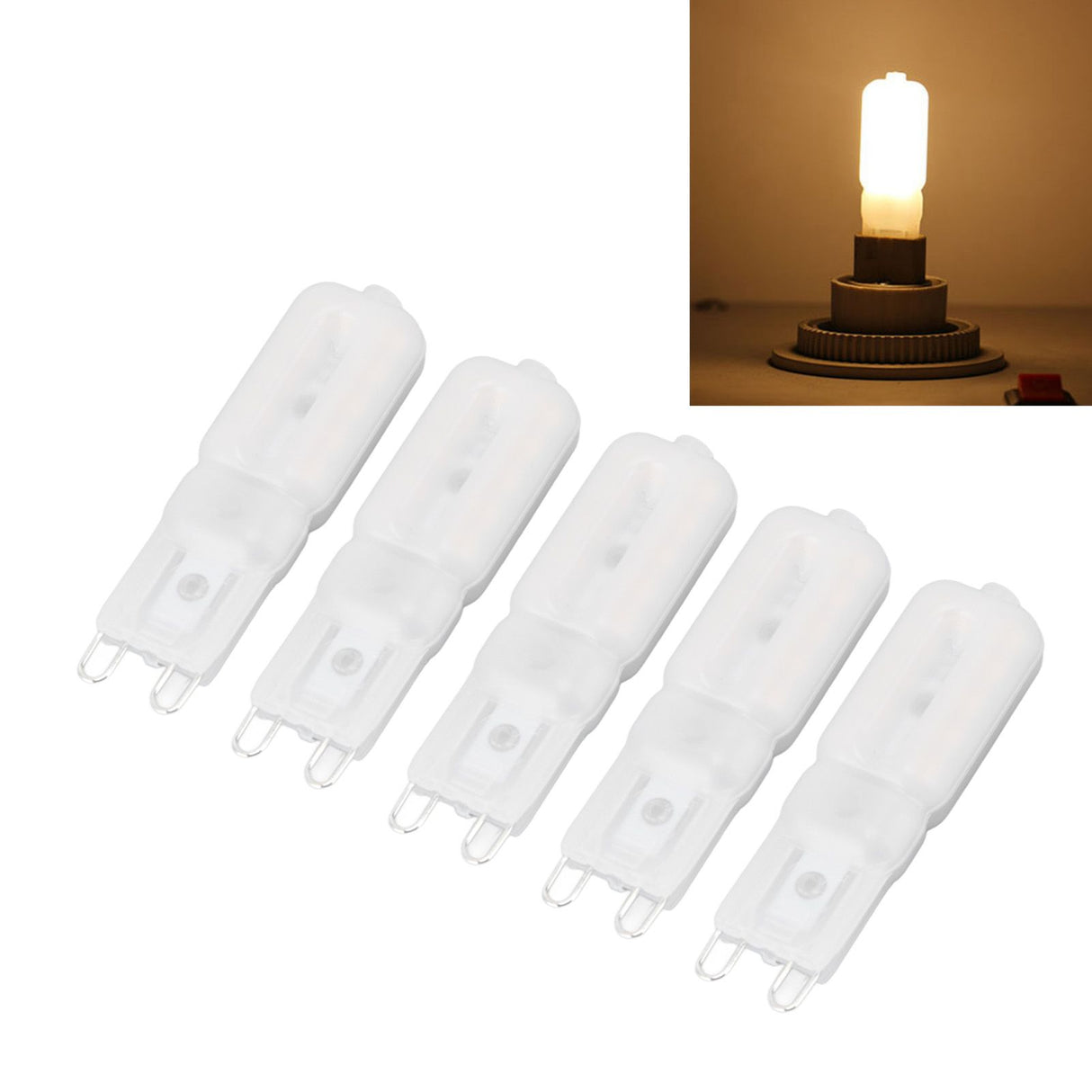 5Pcs G9 LED Bulb Brightness Dimmable High Color Rendering White Shell 22 LEDs Light Bulb for Landscape Lights AC 220V Warm Light