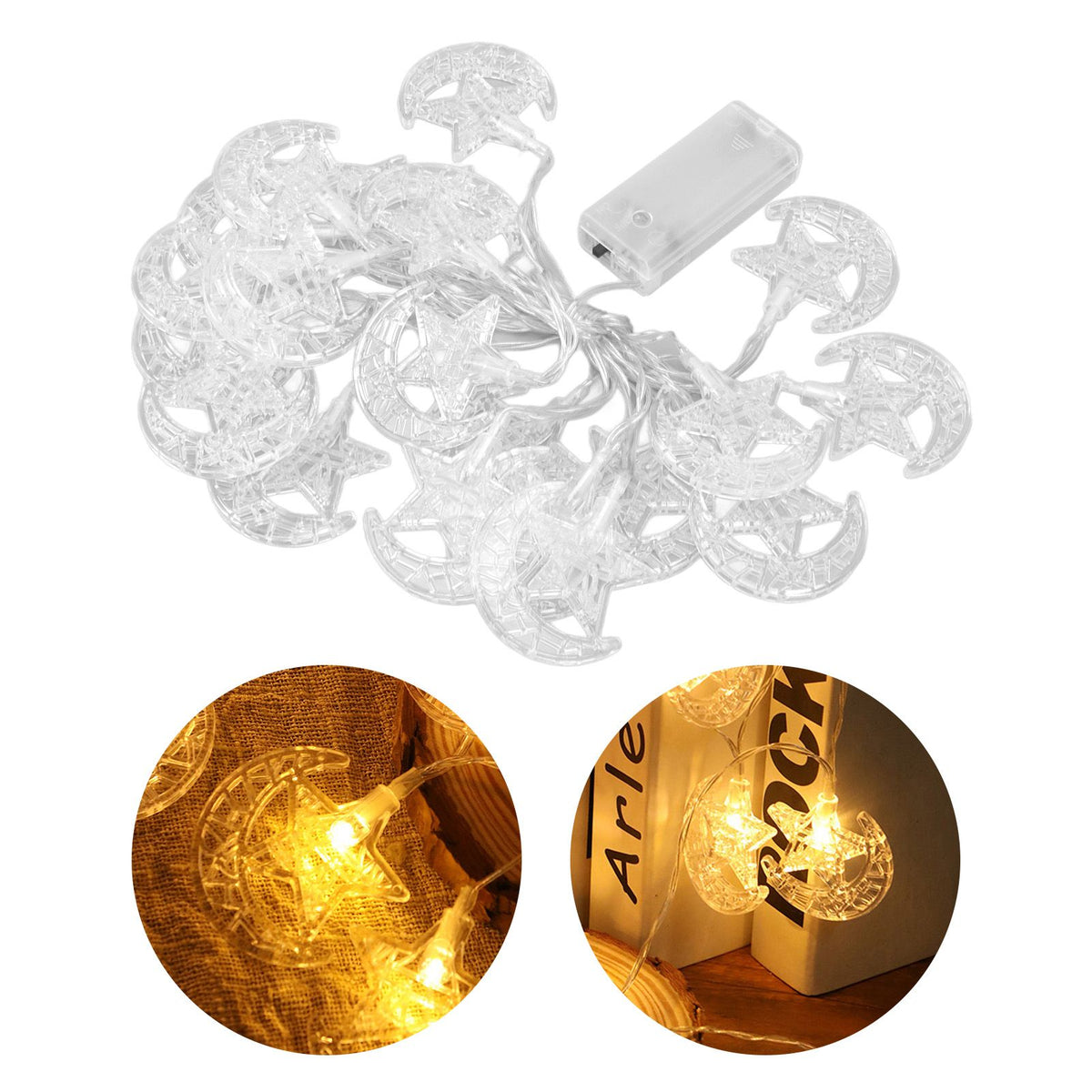 20LED Ramadan Lamp String Fairy Ornament Eid Mubarak String Lights 3 Meter for Wedding Birthday Party