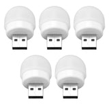 5pcs USB Night Lights Plug In Energy Saving Eye Protection Mini LED Bulb for Bedroom Bathroom Nursery Hallway White Light 5PCS - Front View