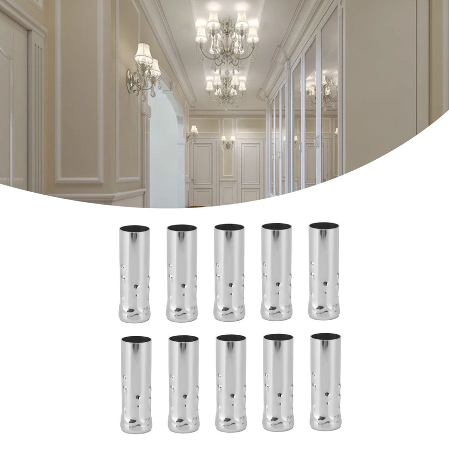 10Pcs E14 Metal Tube for Candle Lamp Holder Lamp Base Lighting Accessories 25x80mm Chrome