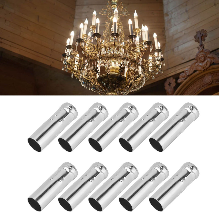 10Pcs E14 Metal Tube for Candle Lamp Holder Lamp Base Lighting Accessories 25x80mm Chrome