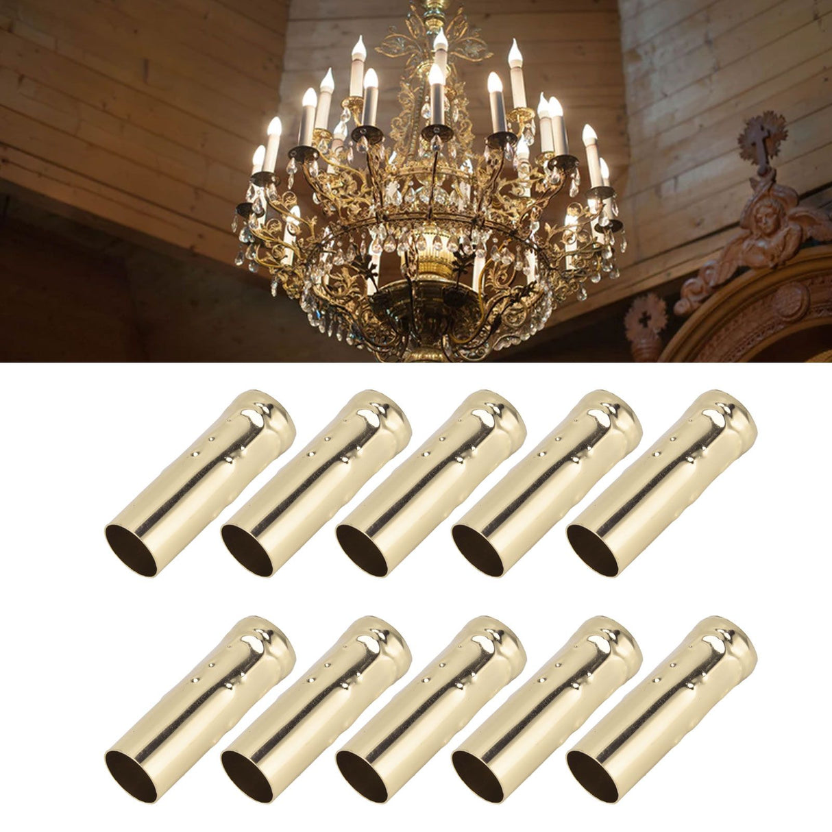10Pcs E14 Metal Tube for Candle Lamp Holder Lamp Base Lighting Accessories 25x80mm Gold