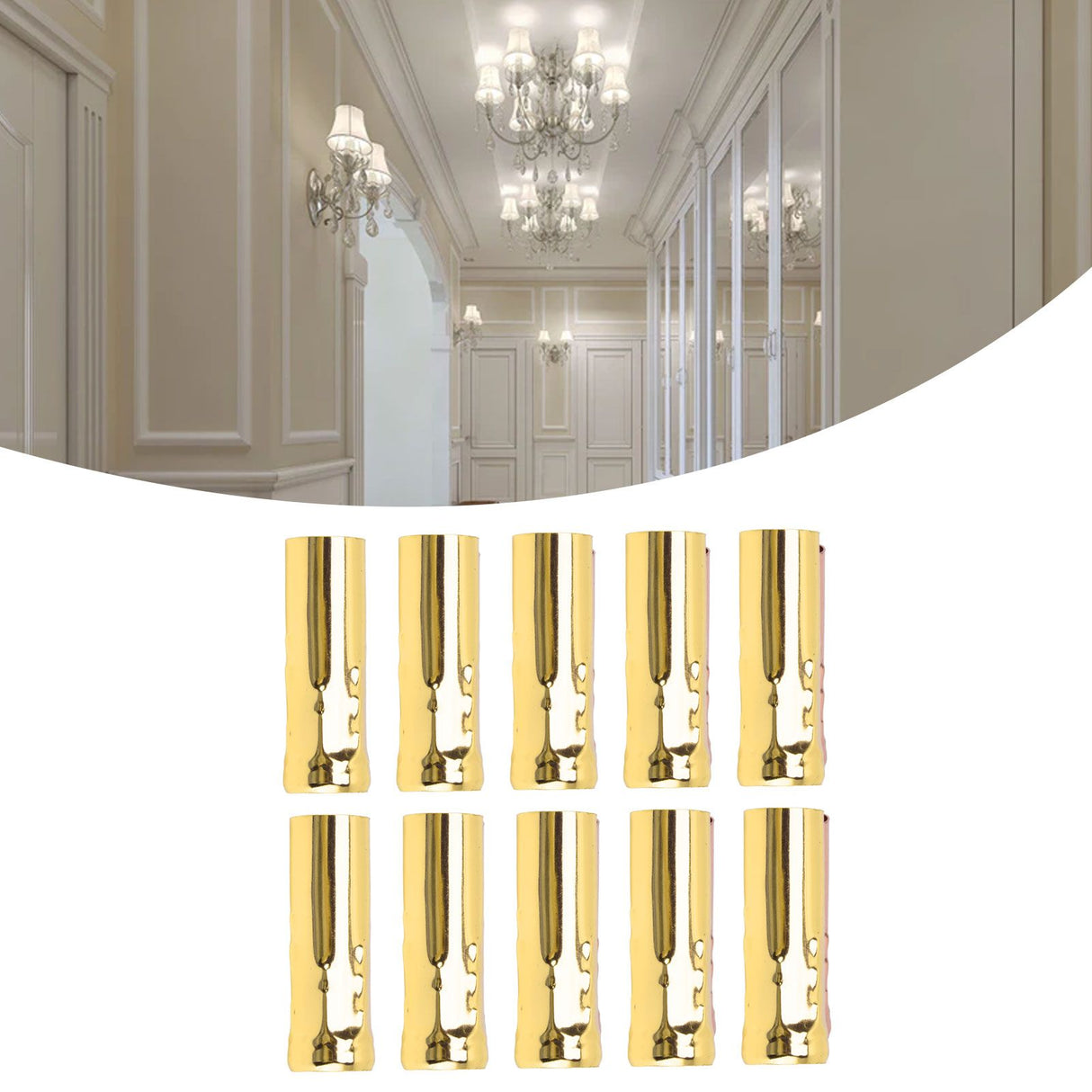 10Pcs E14 Metal Tube for Candle Lamp Holder Lamp Base Lighting Accessories 25x80mm Electrophoresis Gold