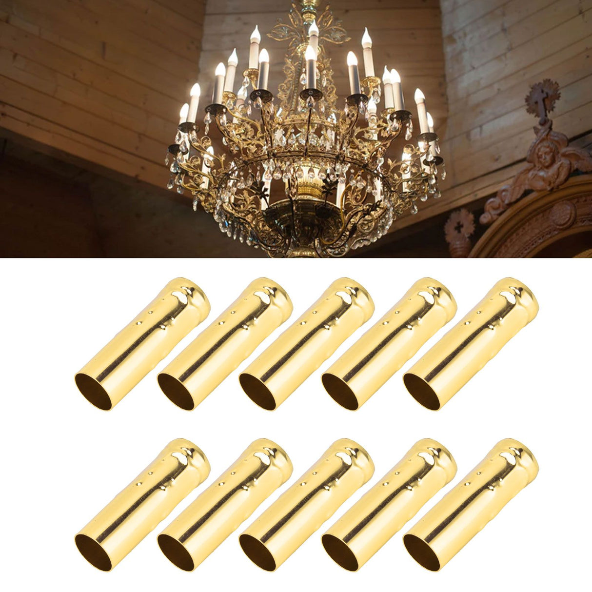 10Pcs E14 Metal Tube for Candle Lamp Holder Lamp Base Lighting Accessories 25x80mm Electrophoresis Gold