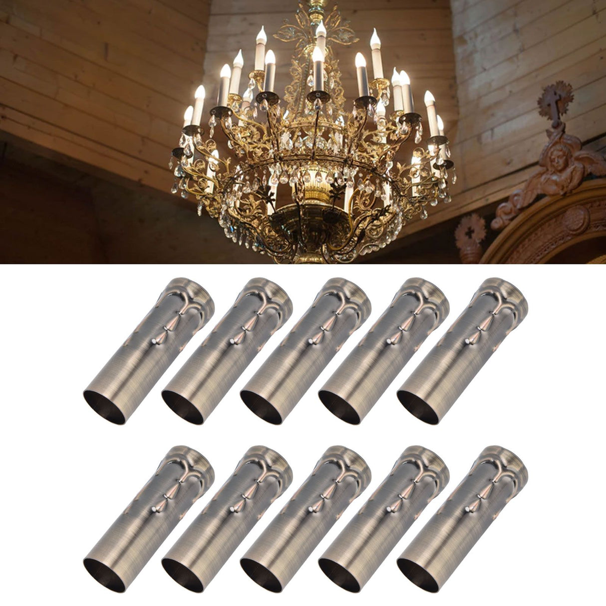 10Pcs E14 Metal Tube for Candle Lamp Holder Lamp Base Lighting Accessories 25x80mm Bronze
