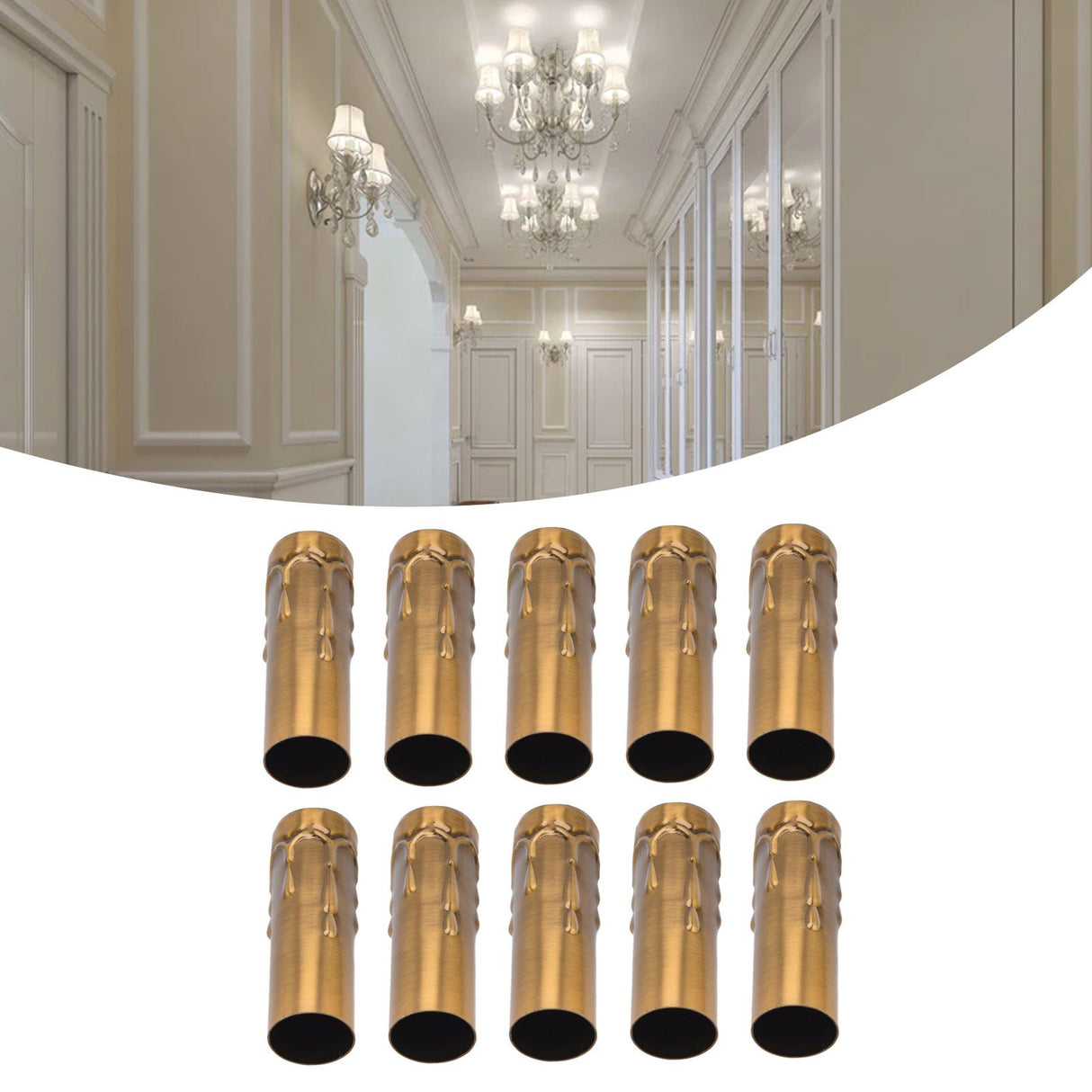 10Pcs E14 Metal Tube for Candle Lamp Holder Lamp Base Lighting Accessories 25x80mm Gold Bronze