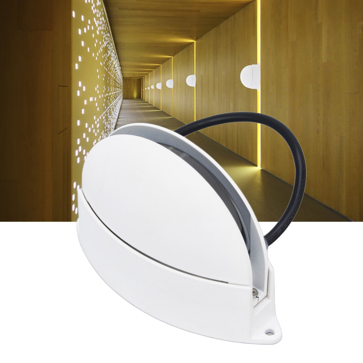 Window Sill Lamp 180° Luminous Semicircular LED Wall Light for Hallway Corridor Living Room AC85‑265V Warm Light