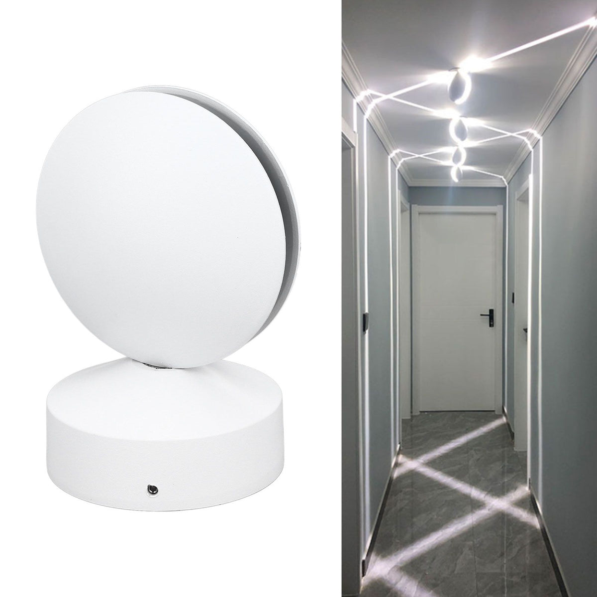 10W LED Wall Lamp Round 360° Glowing Window Sill Lamp for Hallway Aisle Corridor Living Room AC85‑265V White Light