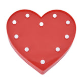 Heart Shaped Night Light 10 LEDs Cute Battery Powered Warm Light Kids LED Love Shaped Lamp with Hook Hole for Kid's Room Red - Front View