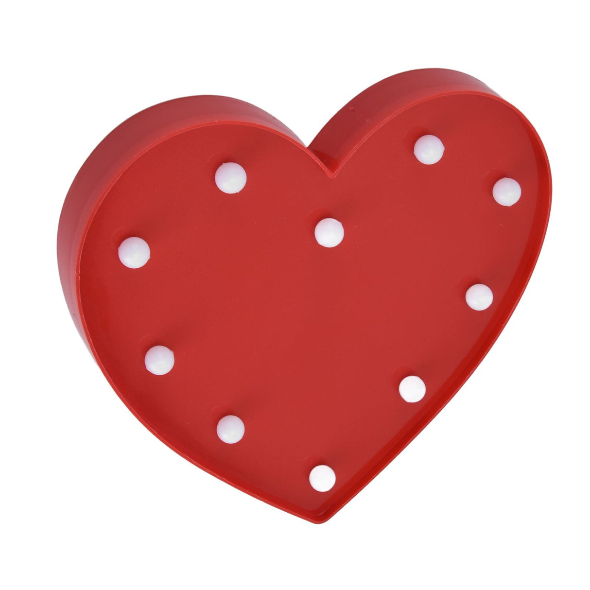 Heart Shaped Night Light 10 LEDs Cute Battery Powered Warm Light Kids LED Love Shaped Lamp with Hook Hole for Kid's Room Red