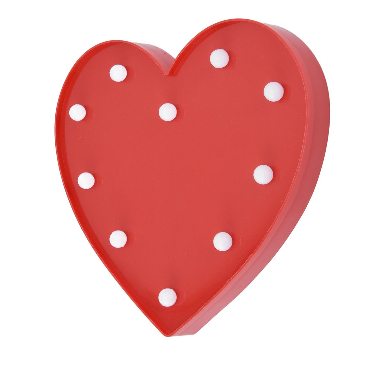 Heart Shaped Night Light 10 LEDs Cute Battery Powered Warm Light Kids LED Love Shaped Lamp with Hook Hole for Kid's Room Red