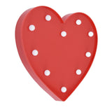 Heart Shaped Night Light 10 LEDs Cute Battery Powered Warm Light Kids LED Love Shaped Lamp with Hook Hole for Kid's Room Red