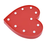 Heart Shaped Night Light 10 LEDs Cute Battery Powered Warm Light Kids LED Love Shaped Lamp with Hook Hole for Kid's Room Red - Low Angle
