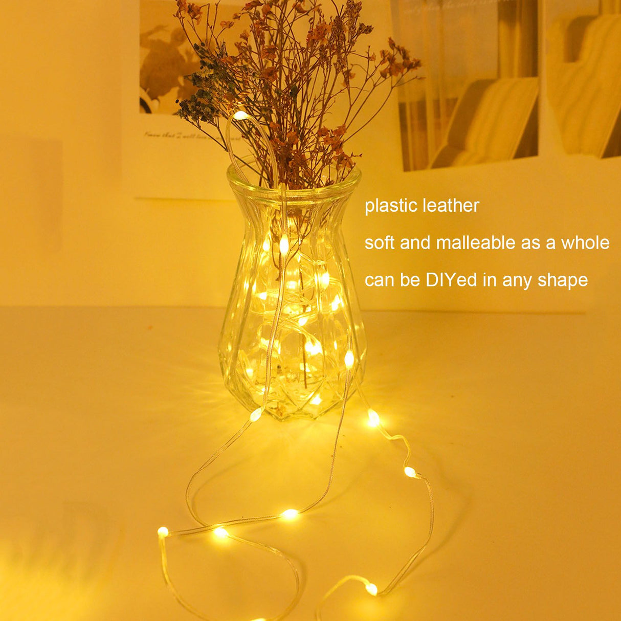 LED Curtain String Lights DIY 33 Feet Waterproof Warm Light Decorative String Lights for Outdoor