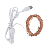 USB Copper Wire String Lights DIY 100 LEDs 10m/32.8ft Energy Saving Safe Warm Light LED Light String for Outdoor - 45-Degree Angle