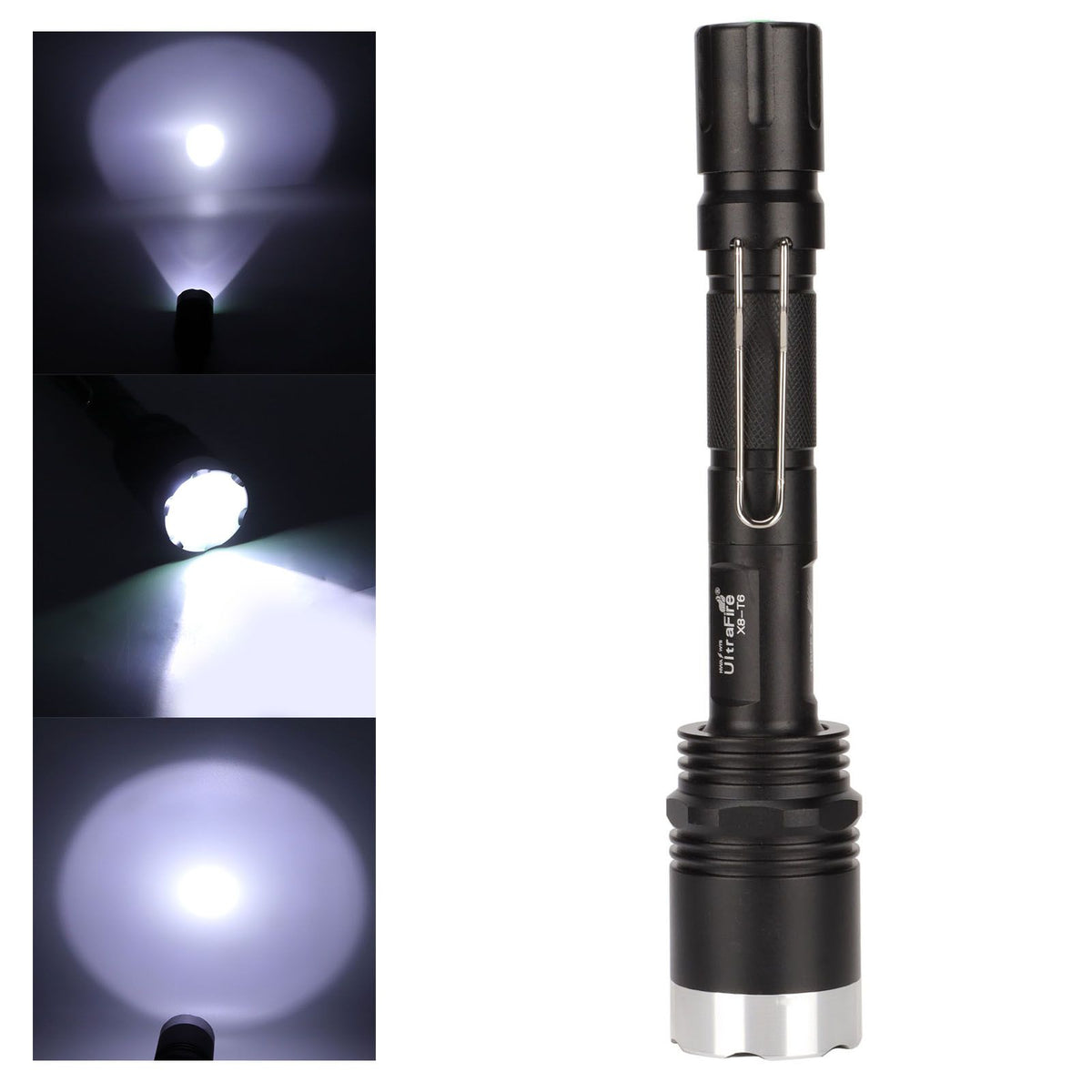 Camping Flashlight 5000LM Lengthened IPX5 Waterproof Anodized Black T6 Lamp Beads White Light Outdoor Flashlight